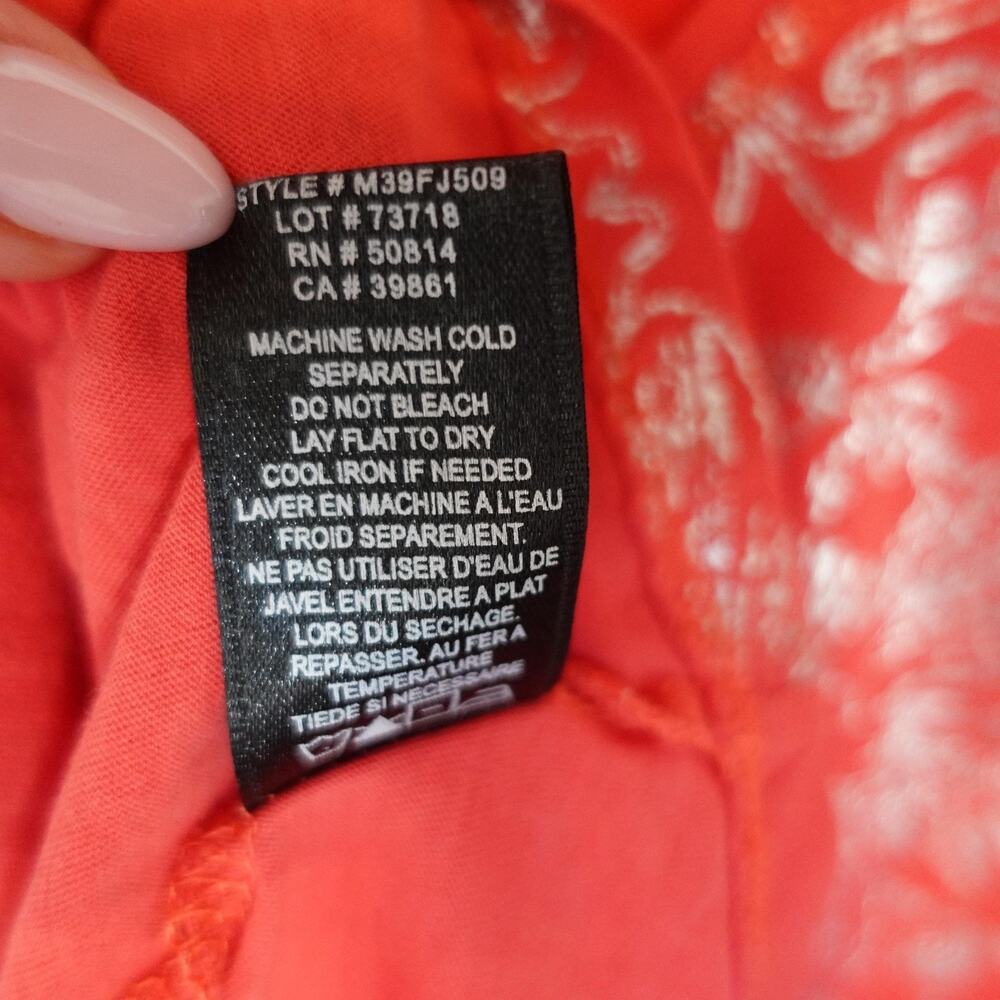 Vintage Y2K Tahari Tank Top Small Coral Metallic Foil Pima Fairy‎ Babydoll Tee - Picture 7 of 8